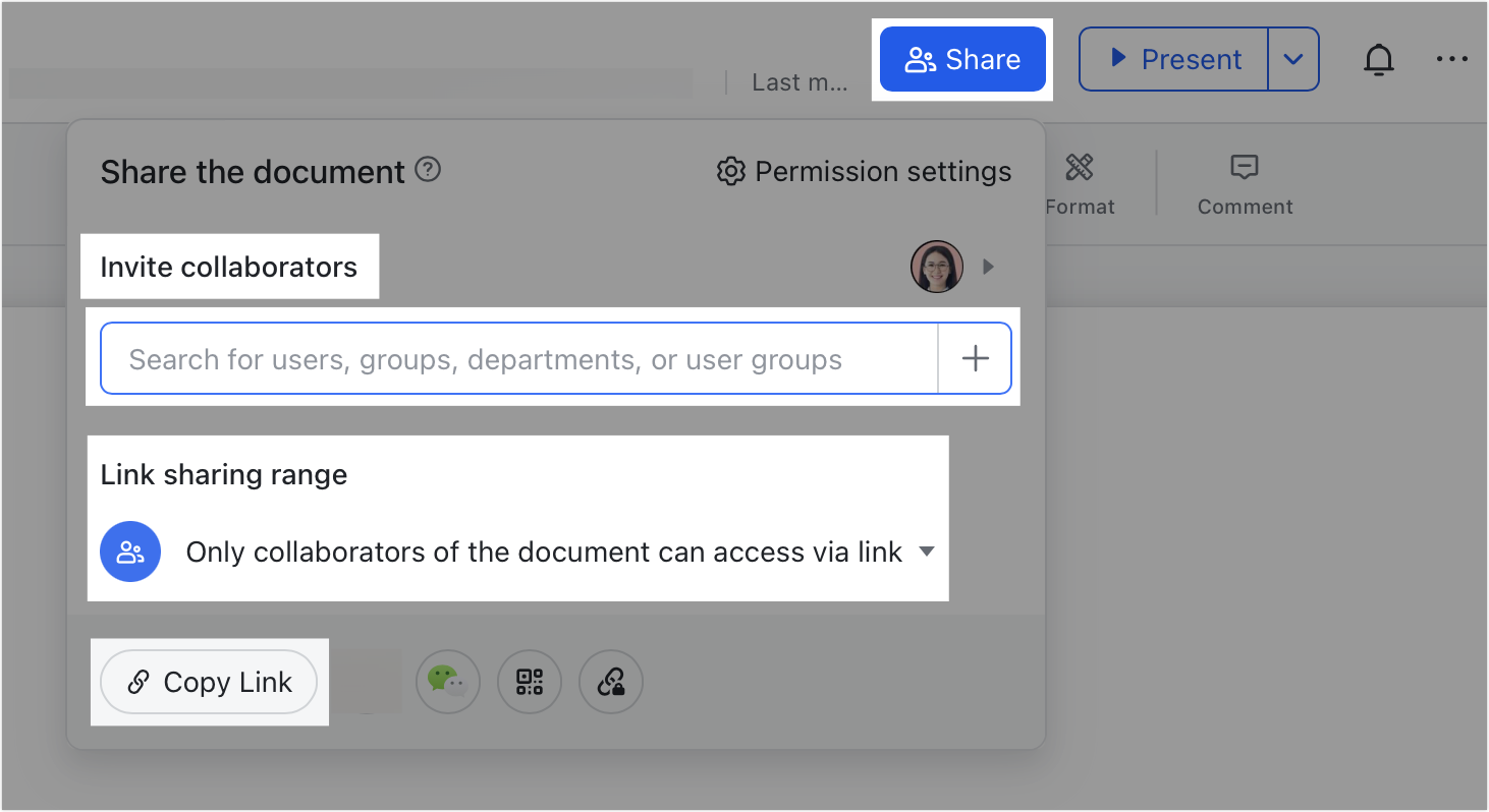 chia sẻ quyền cộng tác